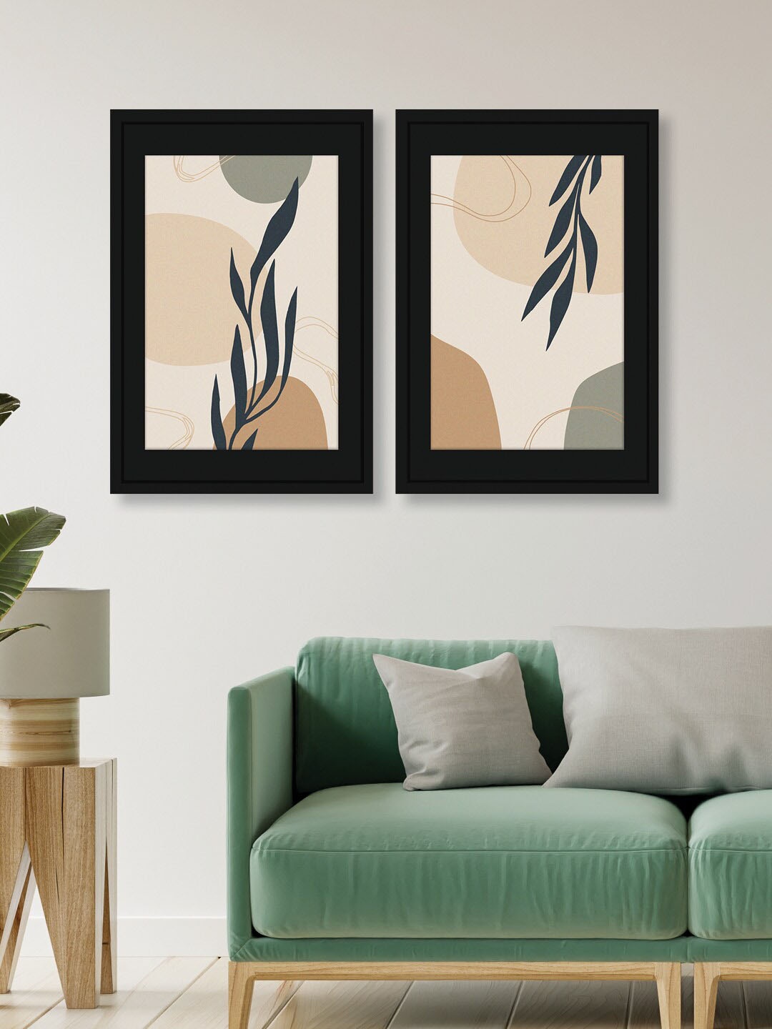 

RANDOM Olive Green 2 Pieces Leaf Wall Art, Peach