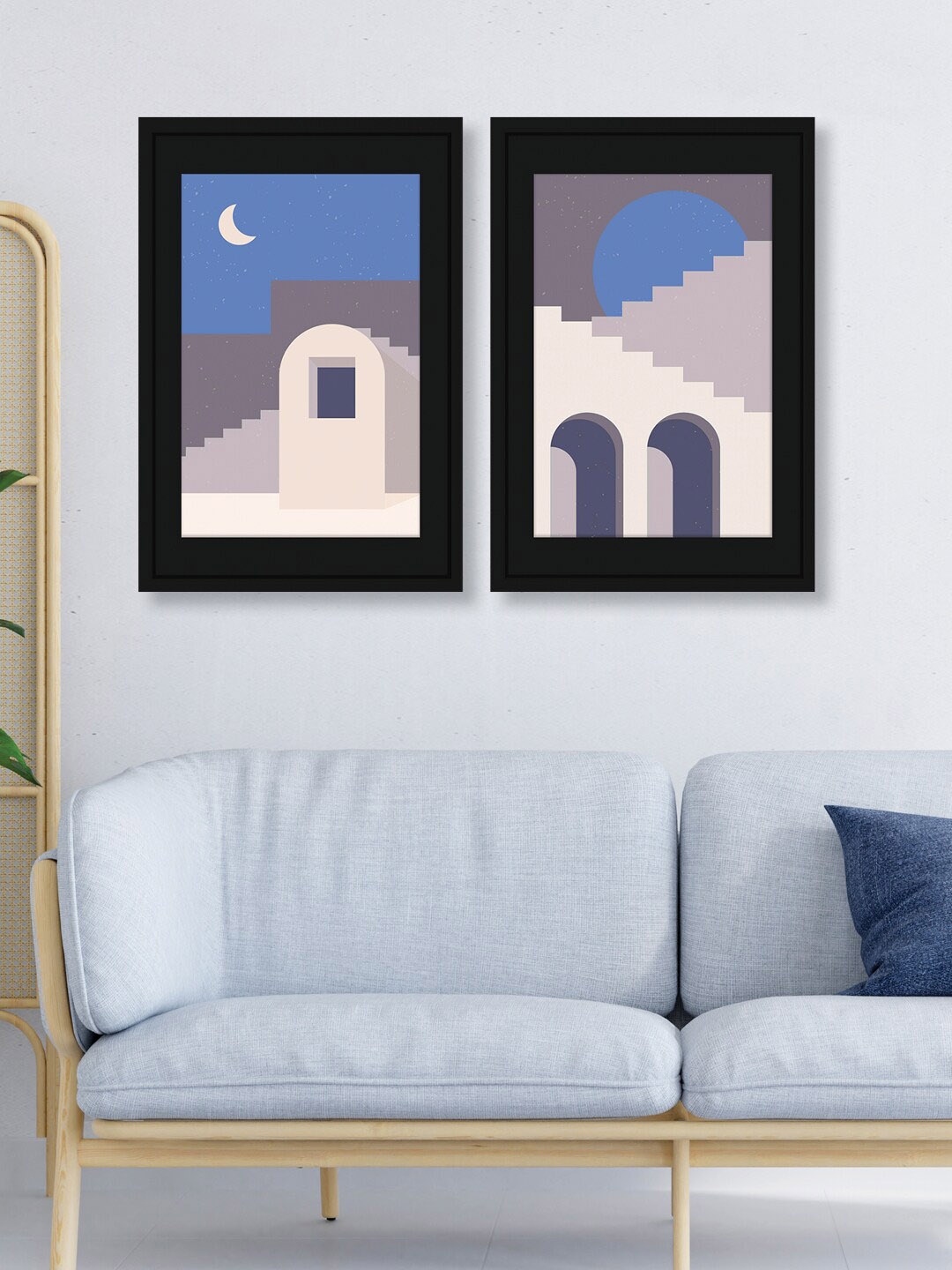 

RANDOM Blue & Cream 2 Pieces Night View Wooden Wall Art