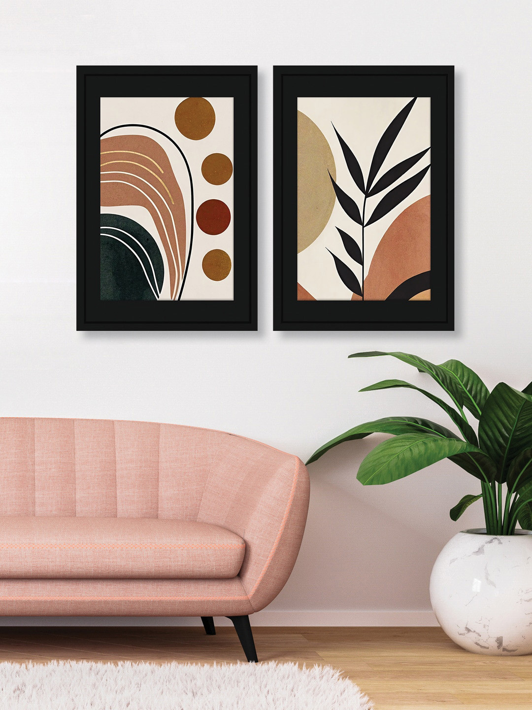 

RANDOM Green & Cream 2 Pieces Minimalist Leaves Wall Art