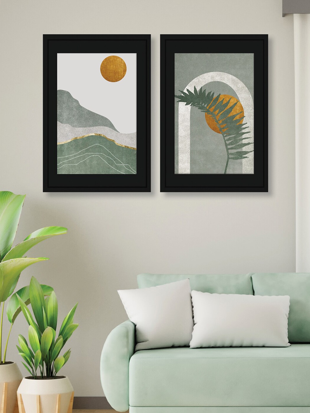 

RANDOM Green & Off White 2 Pieces Nature Wall Art