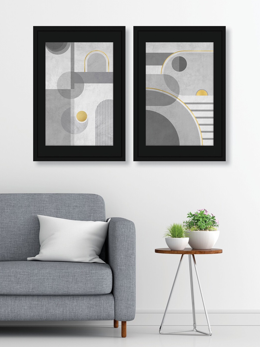 

RANDOM Grey & White 2 Pieces Wooden Painting Wall Arts