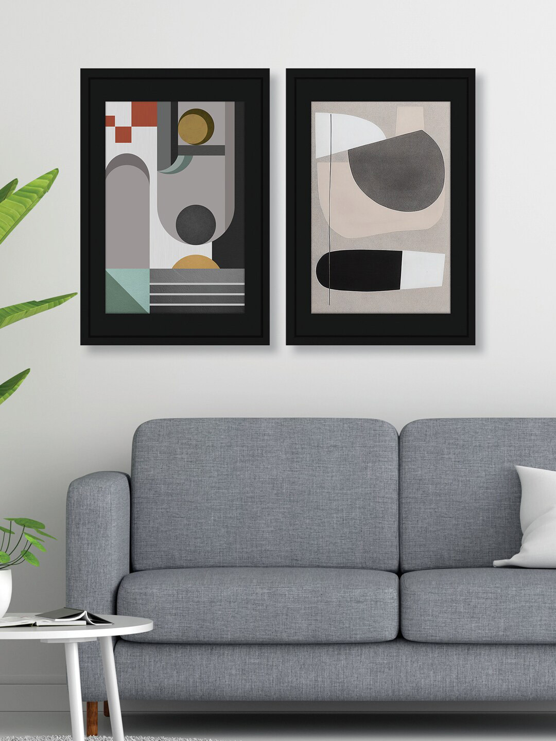 

RANDOM Black & Grey 2 pieces Abstract Synthetic Wooden Painting Wall Art