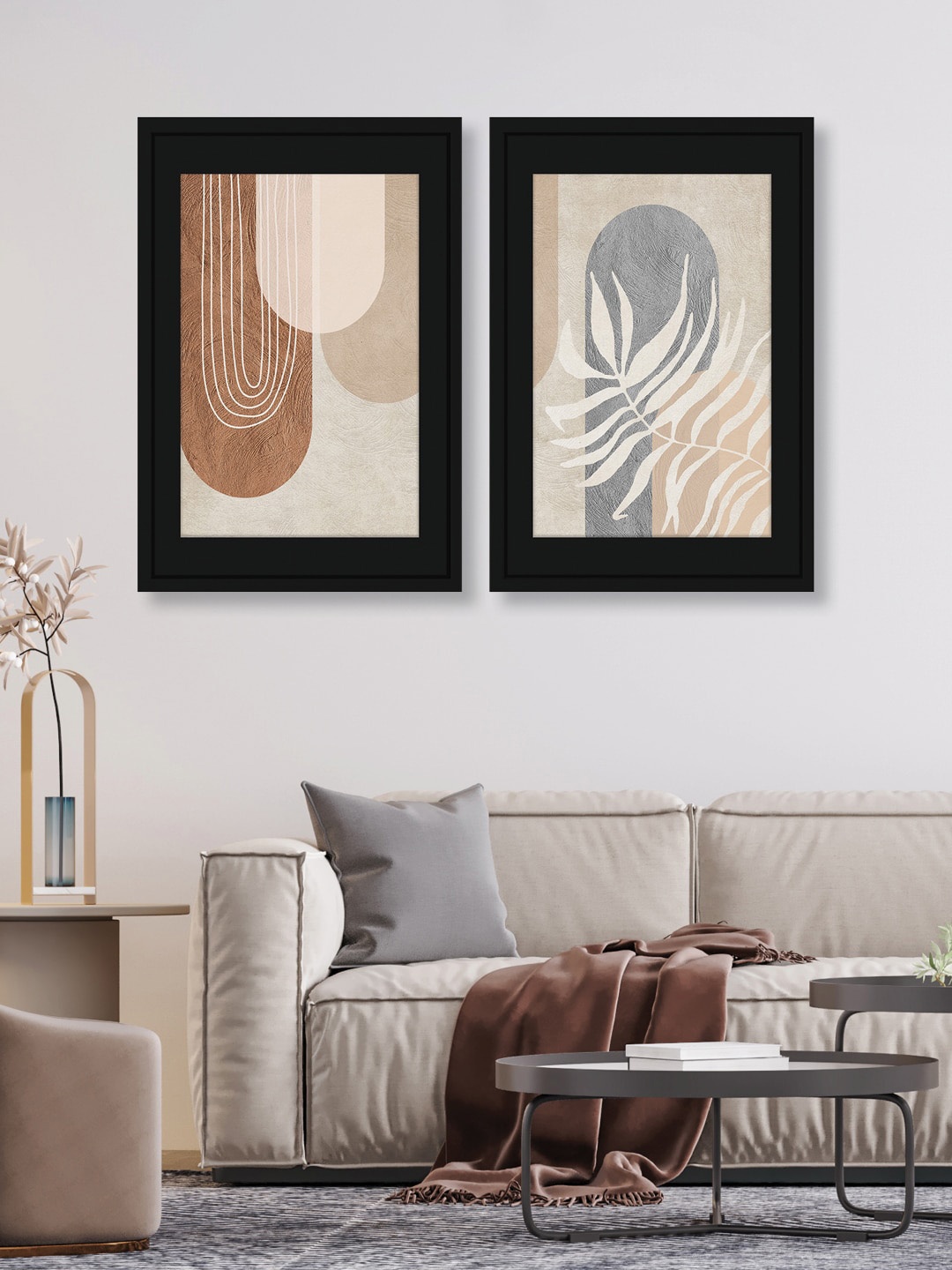 

RANDOM Brown & Grey 2 Pieces Abstract Wooden Painting Wall Art