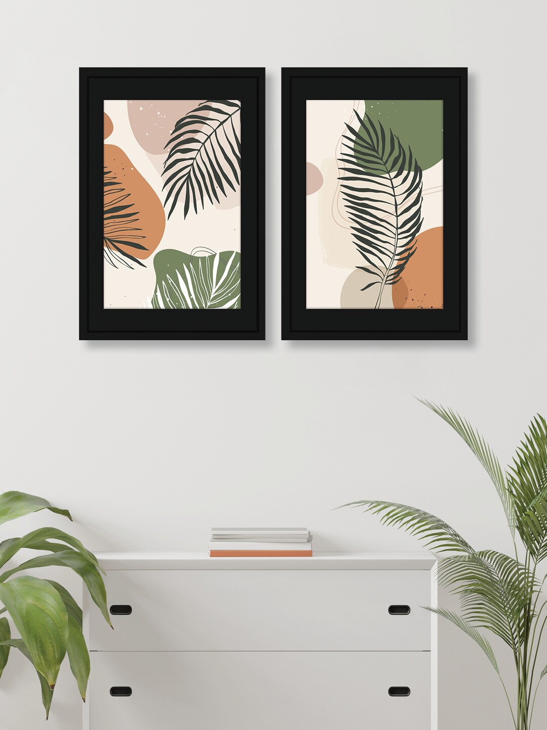 

RANDOM Green & Brown 2 Pieces Abstract Wooden Painting Wall Arts