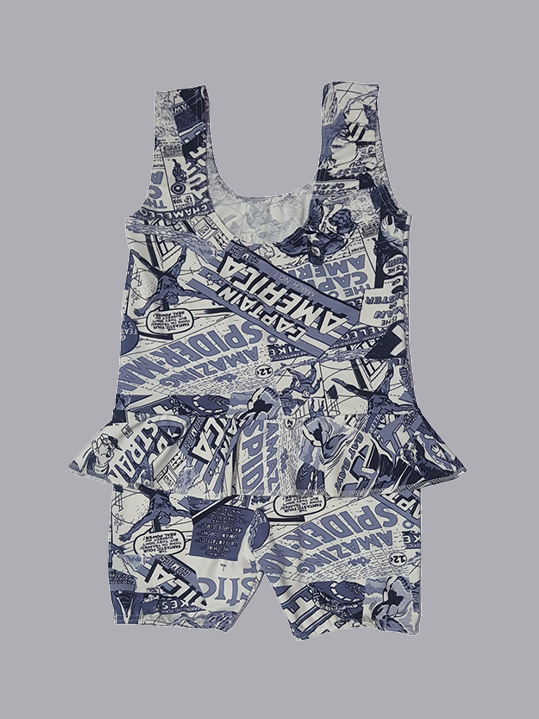 

Apraa & Parma Girls Typography Printed Swimming Dress, Grey