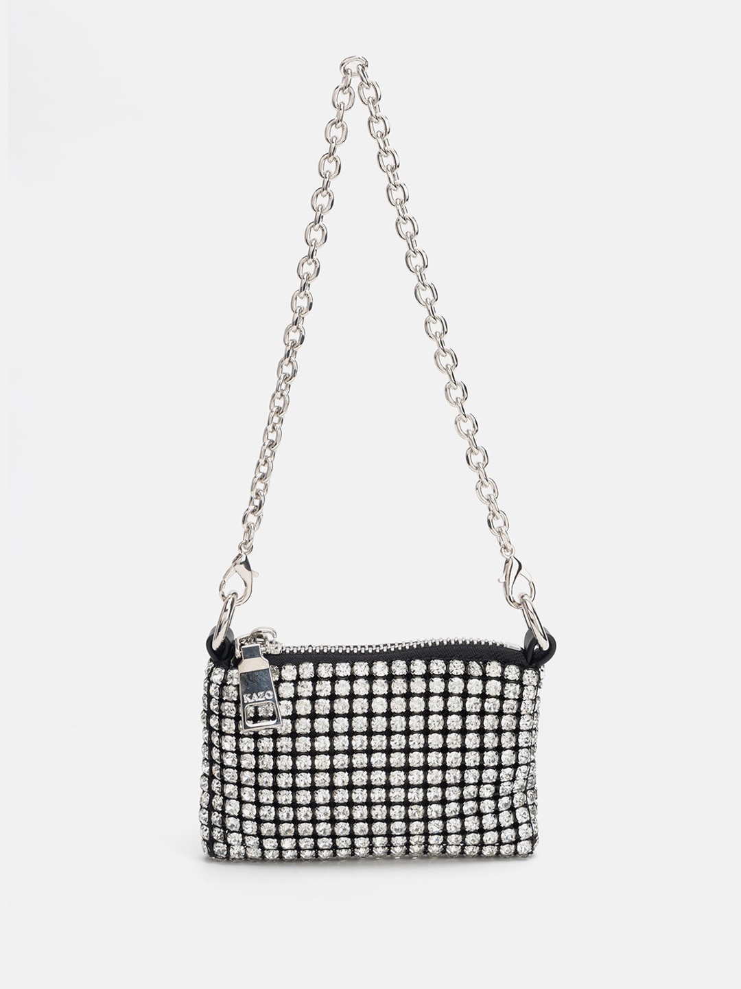 

Kazo Embellished Small Structured Sling Bag, Silver