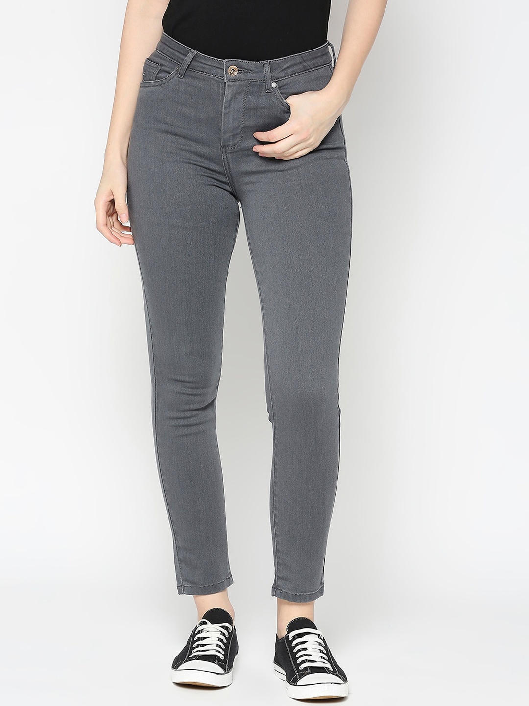 

Being Human Women Skinny Fit Mid-Rise Clean Look Jeans, Grey