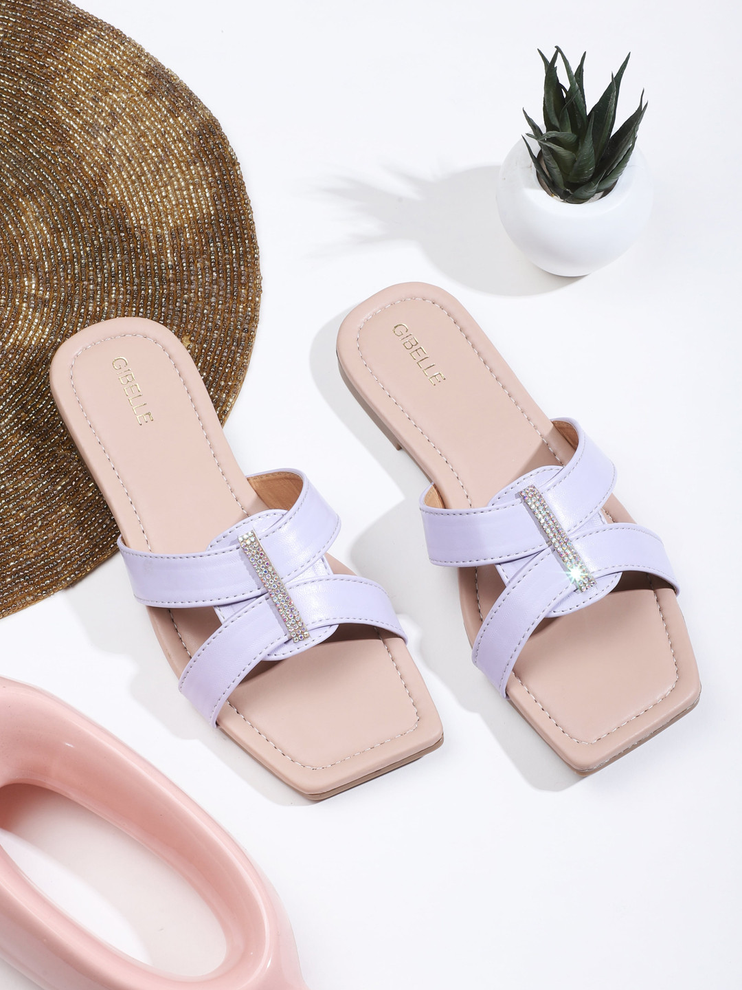 

Gibelle Embellished Open Toe Flats, Lavender