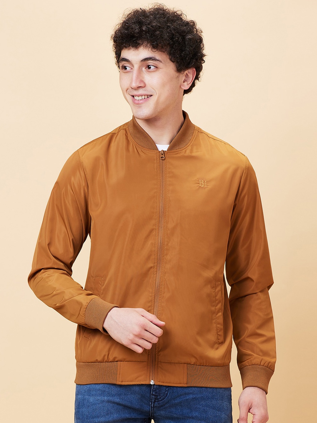 

Being Human Mandarin Collar Bomber Jacket, Orange