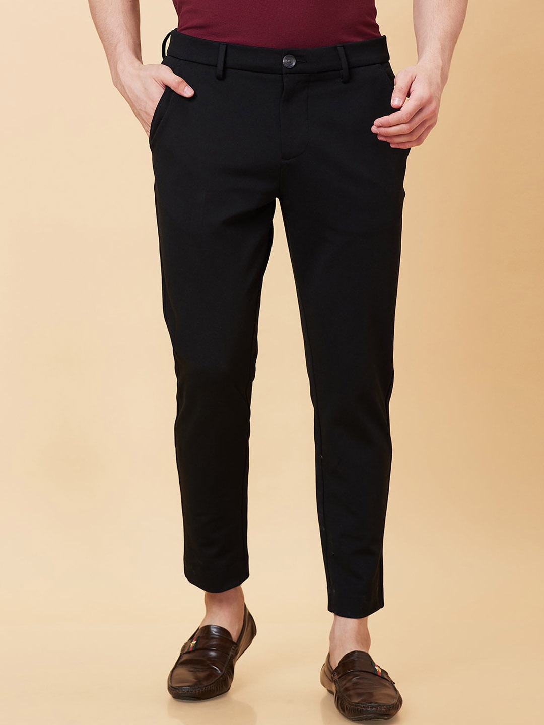 

Being Human Men Skinny Fit Cropped Trousers, Black