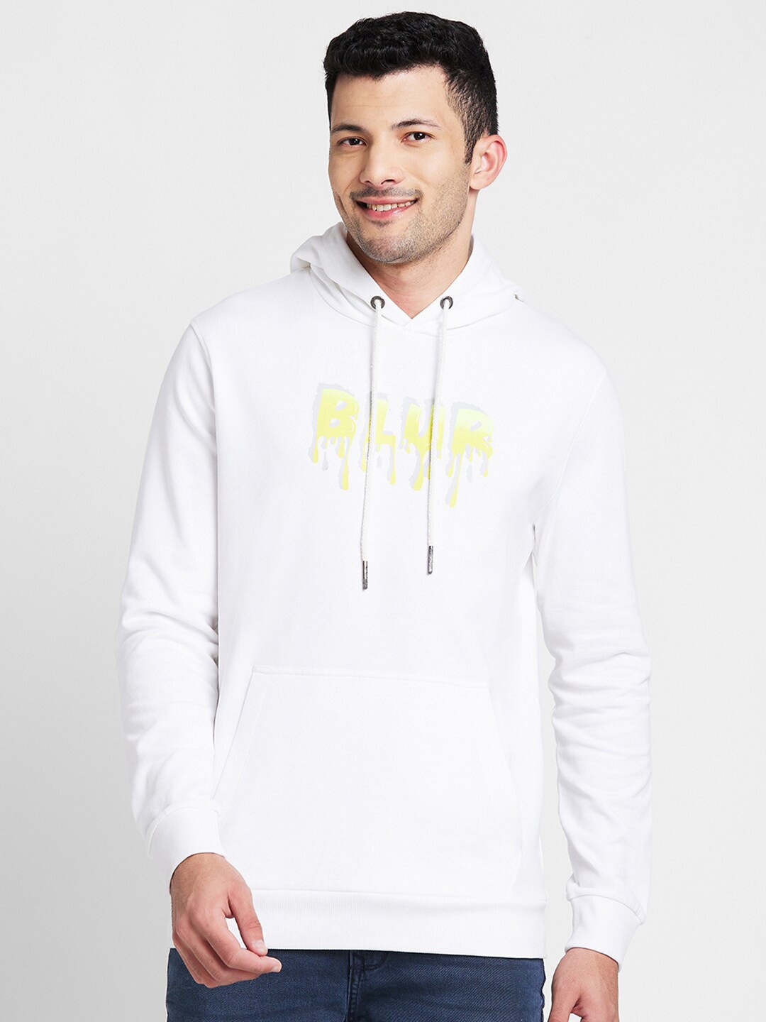 

Being Human Typography Printed Hooded Cotton Pullover, White