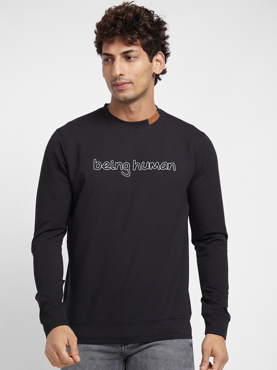 

Being Human Typography Printed Pullover, Black