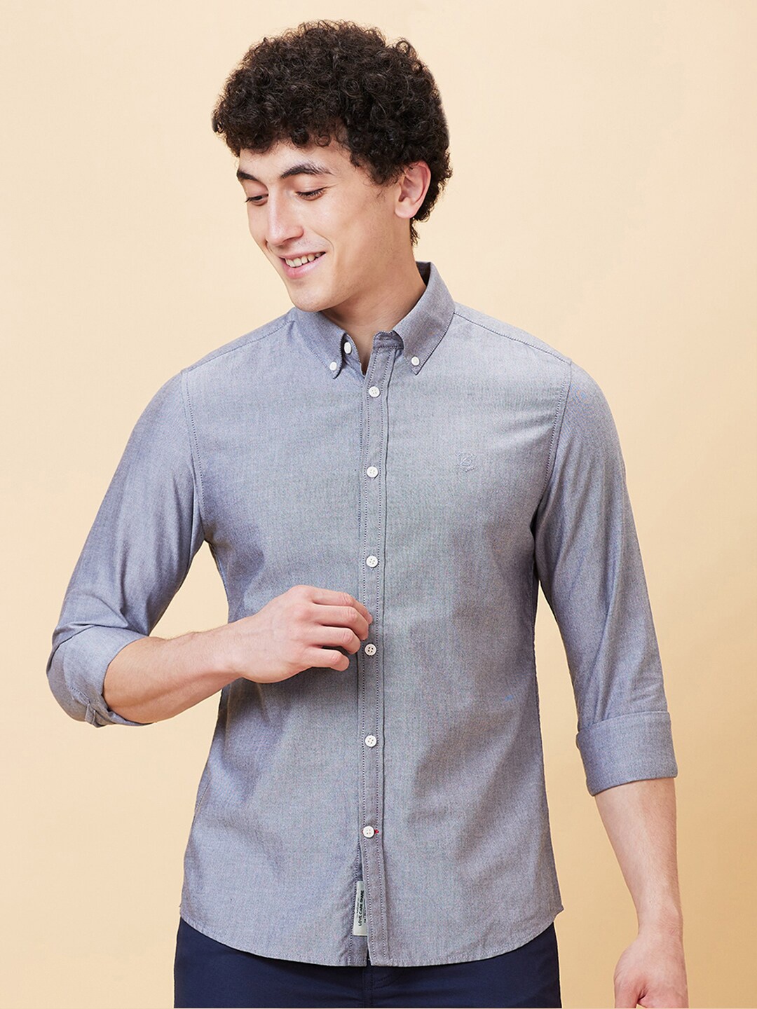 

Being Human Slim Fit Button Down Collar Casual Shirt, Grey