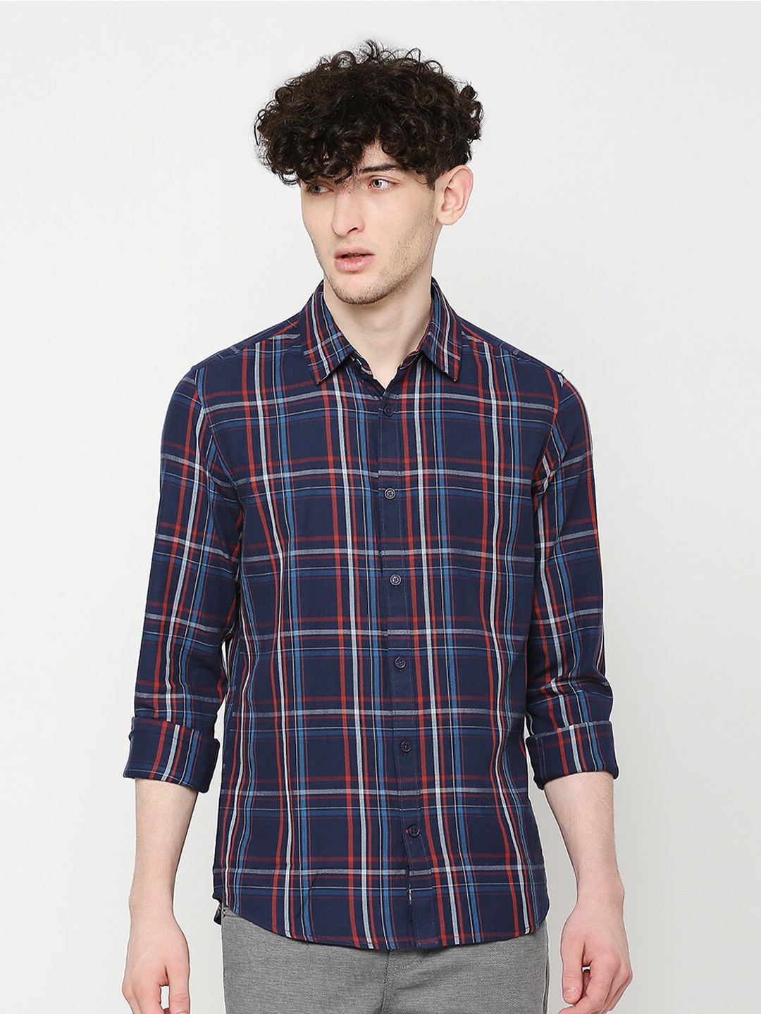 

Being Human Slim Fit Tartan Checks Casual Shirt, Navy blue