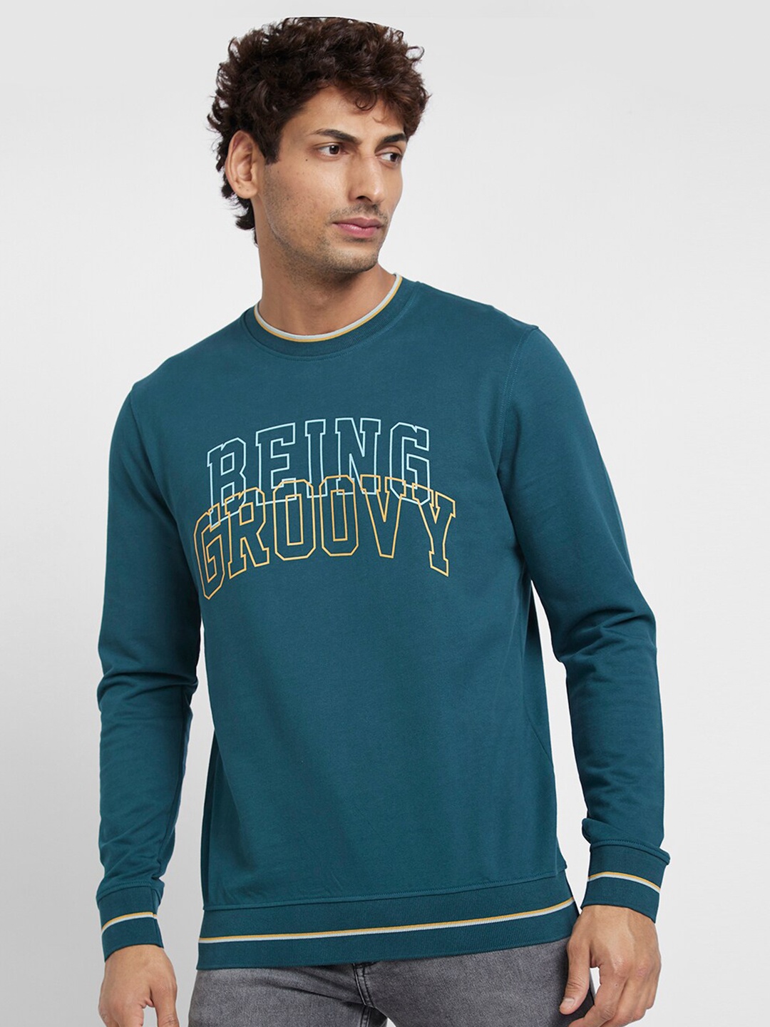

Being Human Typography Printed Pullover, Green