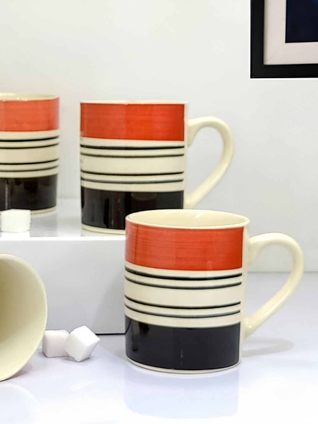 

Kittens Off White & Red 4 Pieces Ceramic Glossy Cups and Mugs 300ml