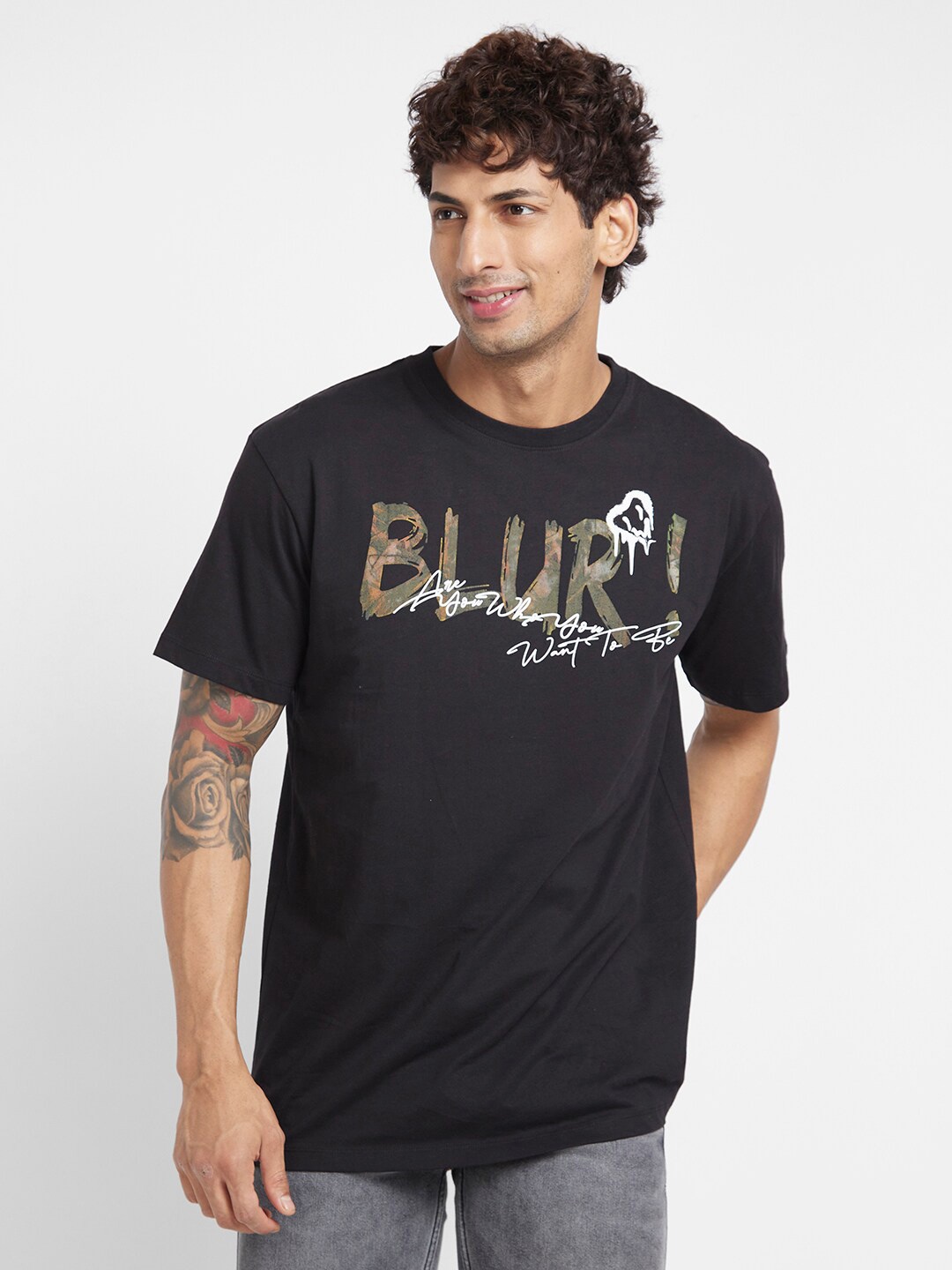 

Being Human Typography Printed Casual T-shirt, Black