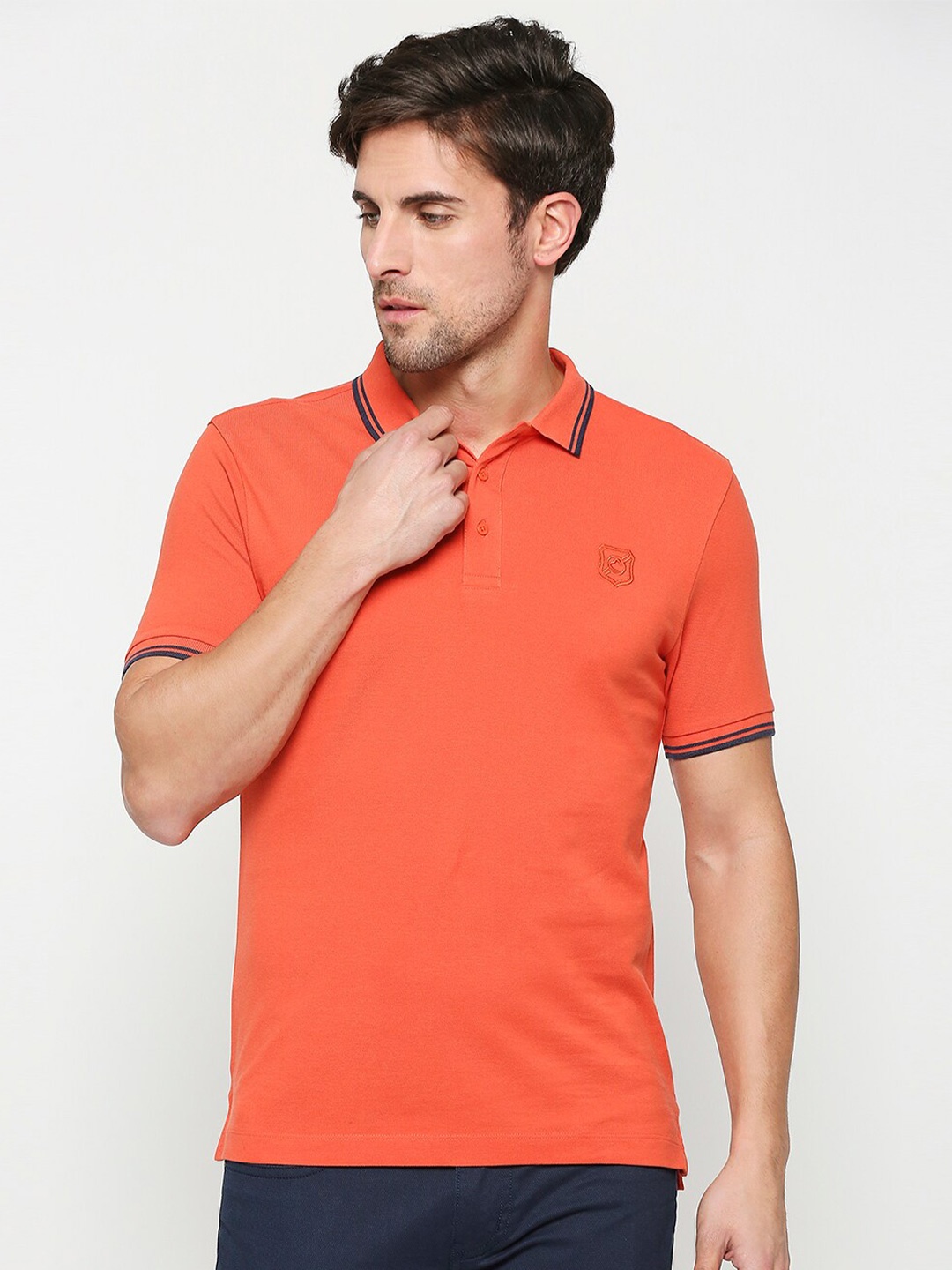 

Being Human Polo Collar Short Sleeves Cotton T-shirt, Orange