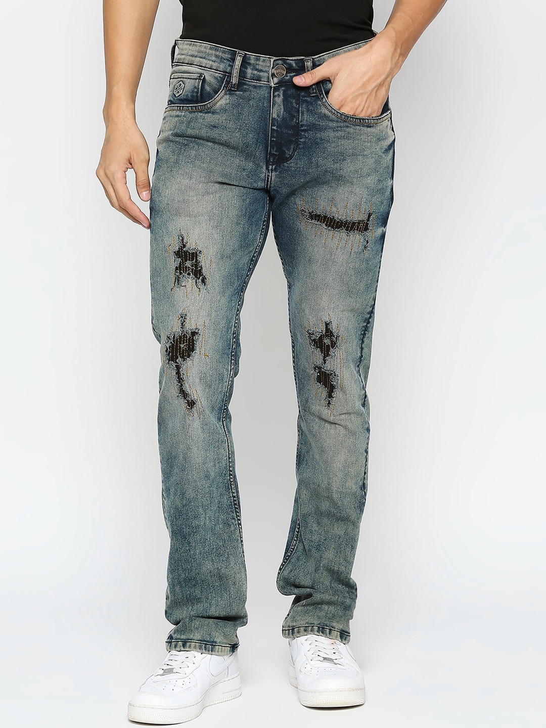 

Being Human Men Slim Fit Highly Distressed Heavy Fade Jeans, Blue