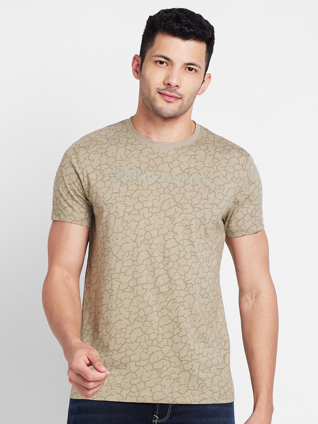 

Being Human Abstract Printed Cotton T-shirt, Grey