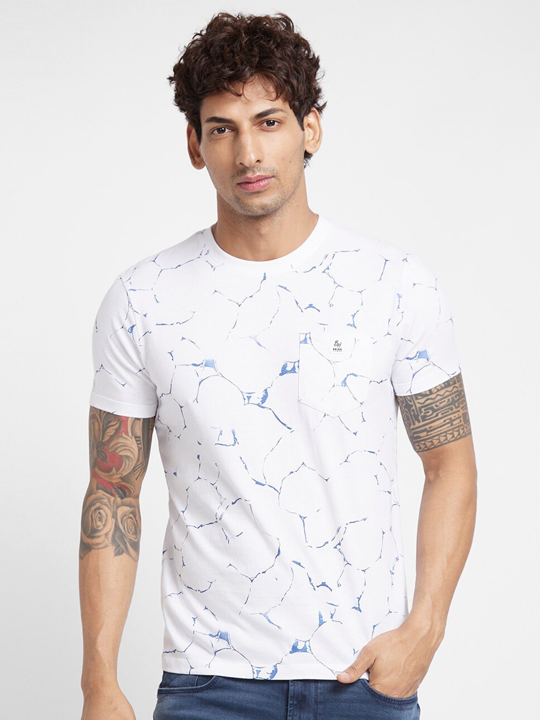 

Being Human Abstract Printed Round Neck Casual T-shirt, White