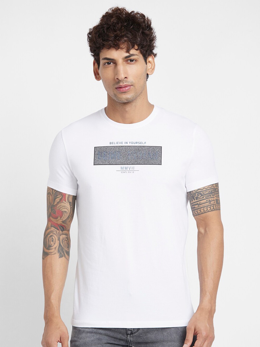 

Being Human Typography Printed Regular Fit T-shirt, White