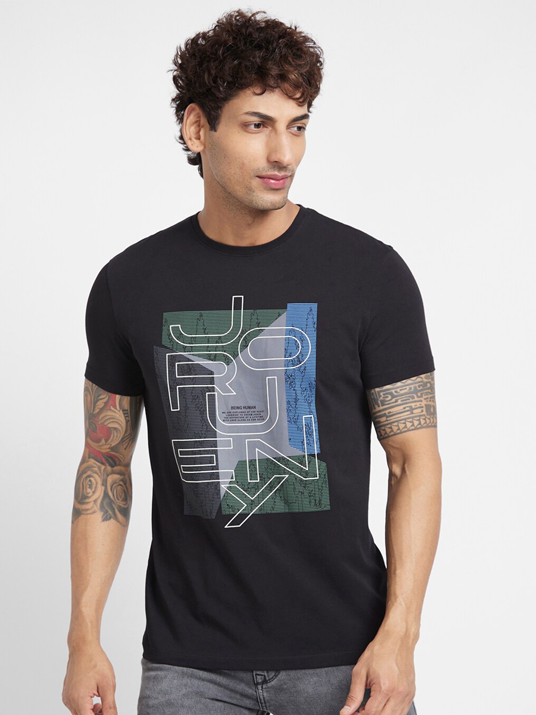 

Being Human Typography Printed Regular Fit T-shirt, Black