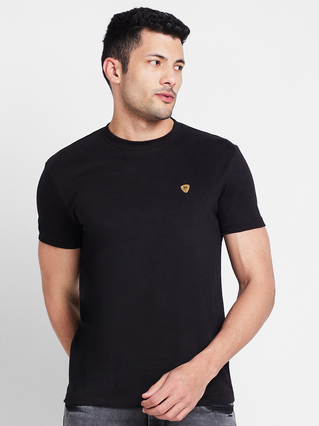 

Being Human Round Neck Short Sleeves Cotton T-shirt, Black