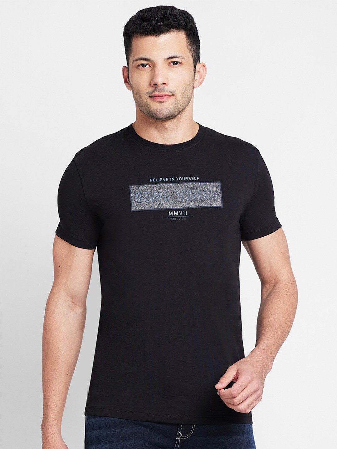 

Being Human Graphic Printed Cotton T-shirt, Black