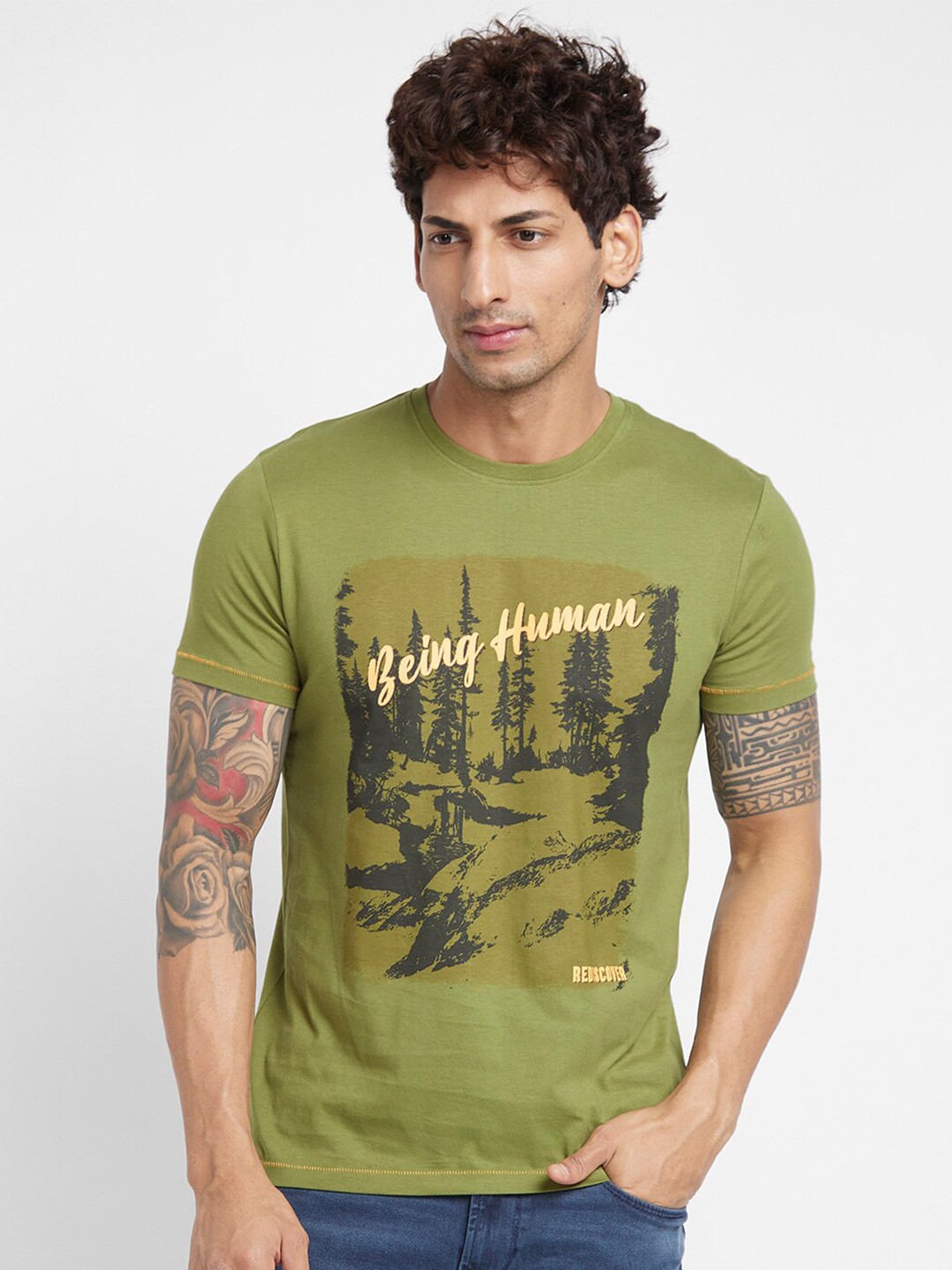 

Being Human Graphic Printed Casual T-shirt, Green