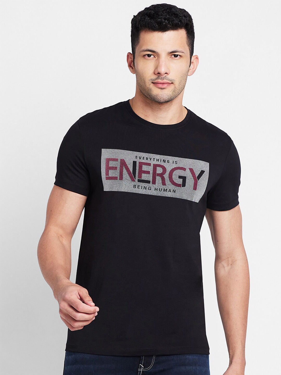 

Being Human Typography Printed Round Neck T-shirt, Black