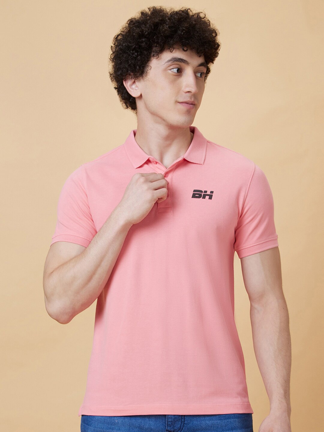 

Being Human Polo Collar Short Sleeves T-shirt, Pink