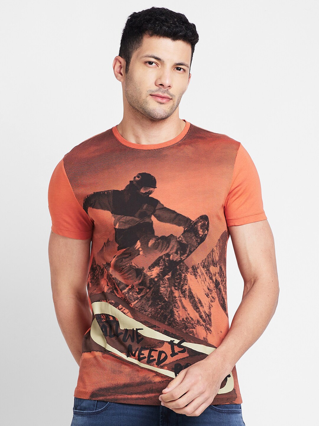 

Being Human Graphic Printed Round Neck T-shirt, Orange