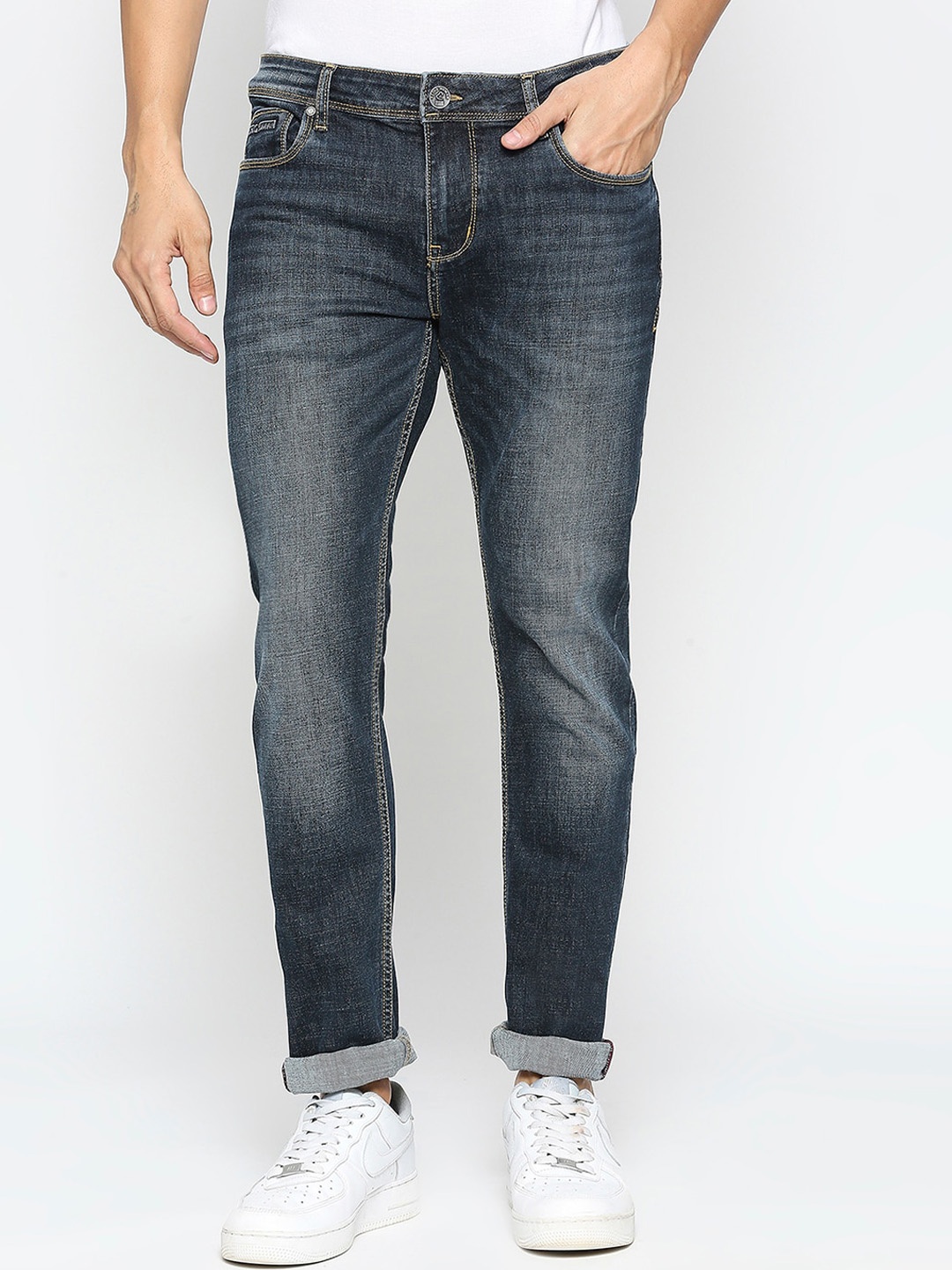 

Being Human Men Mid Rise Skinny Fit Clean Look Heavy Fade Jeans, Blue