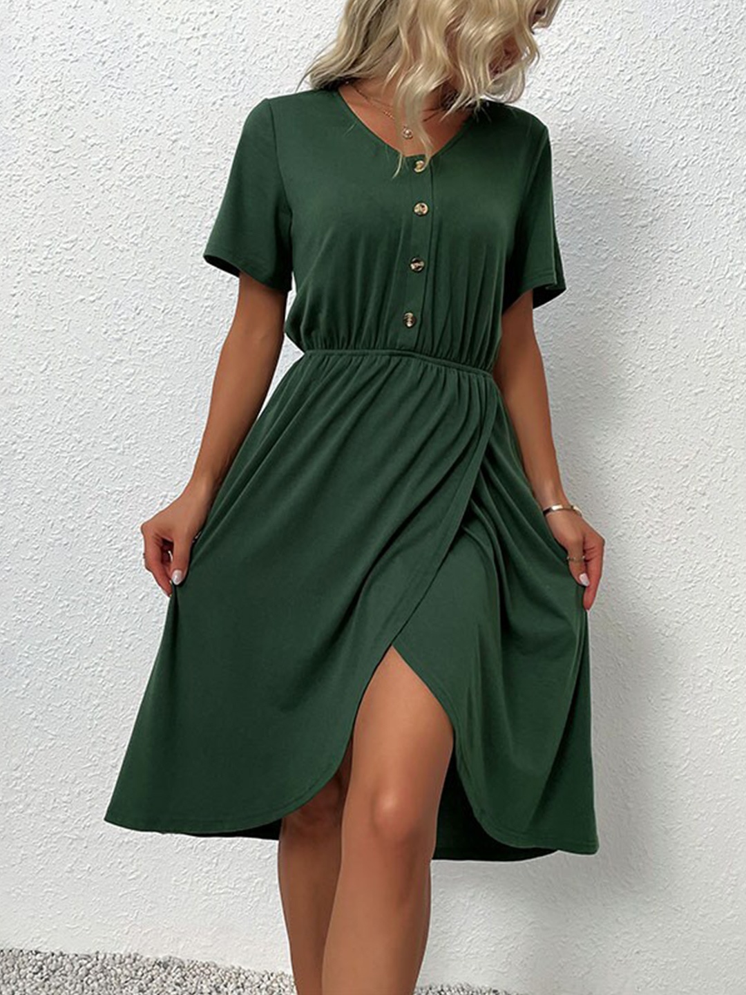

StyleCast Green V-Neck Dress