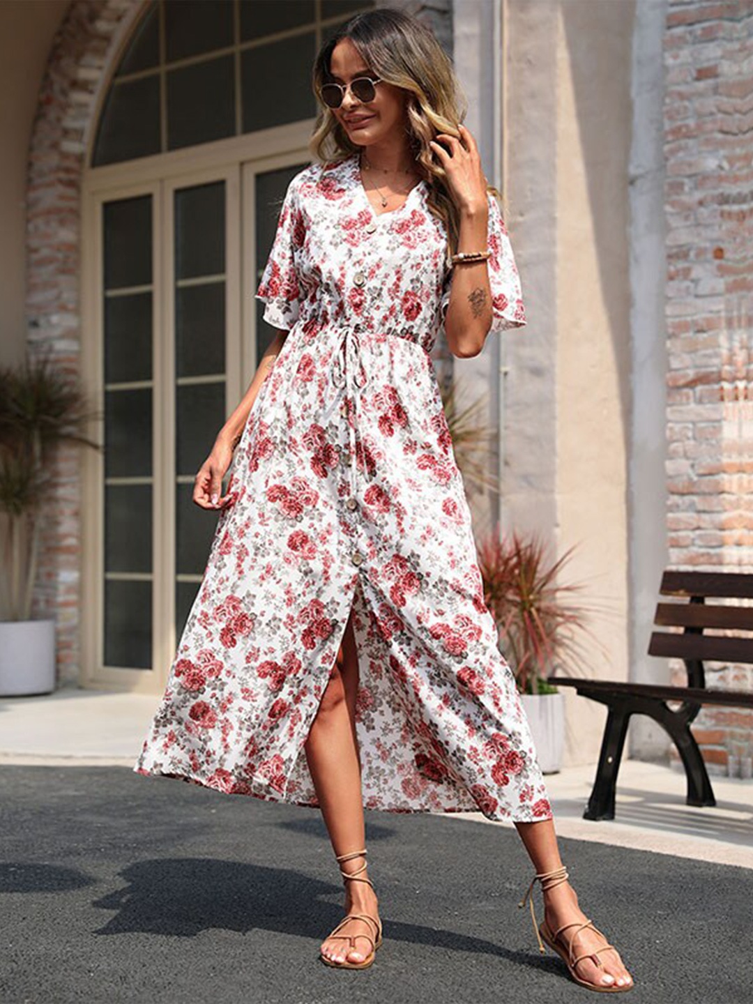 

StyleCast Floral Printed A-line Midi Dress, White