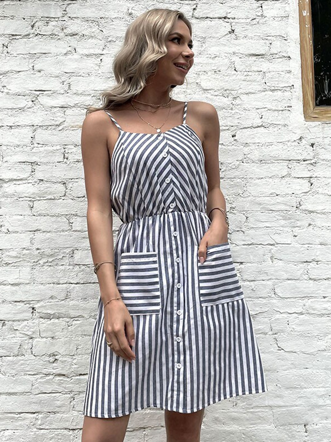 

StyleCast Grey Shoulder Straps Fit & Flare Dress