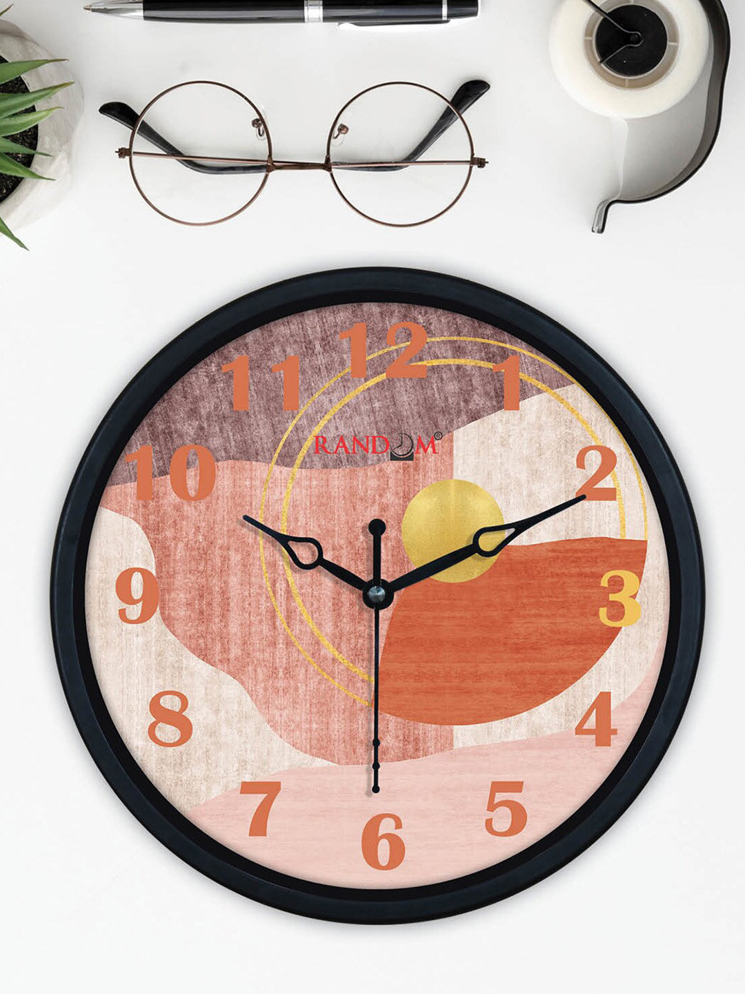 

RANDOM Pink & Black Printed Round Contemporary Wall Clock