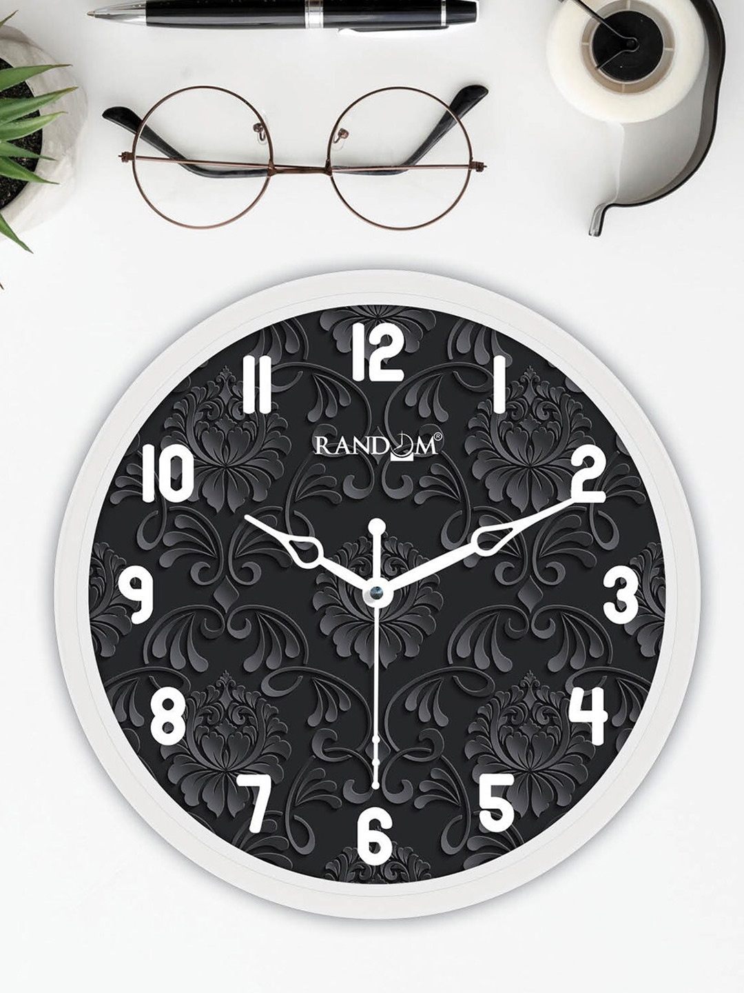 

RANDOM White & Black Solid Round Contemporary Wall Clock