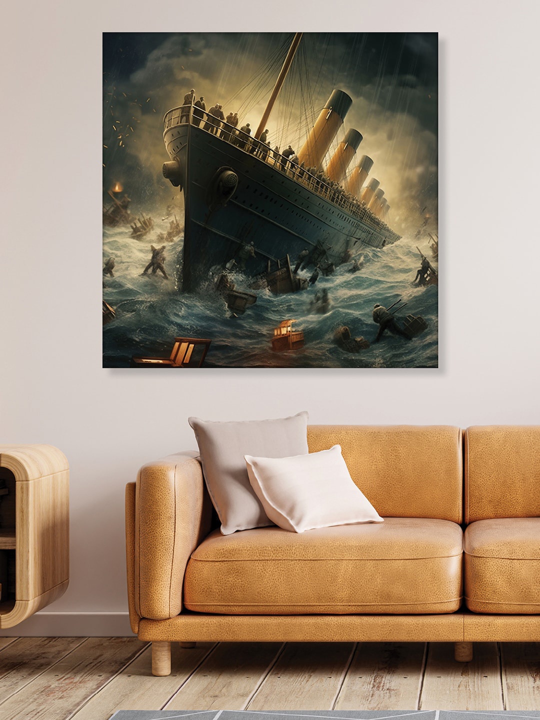 

RANDOM Black & Beige Abstract Canvas Painting Wall Art