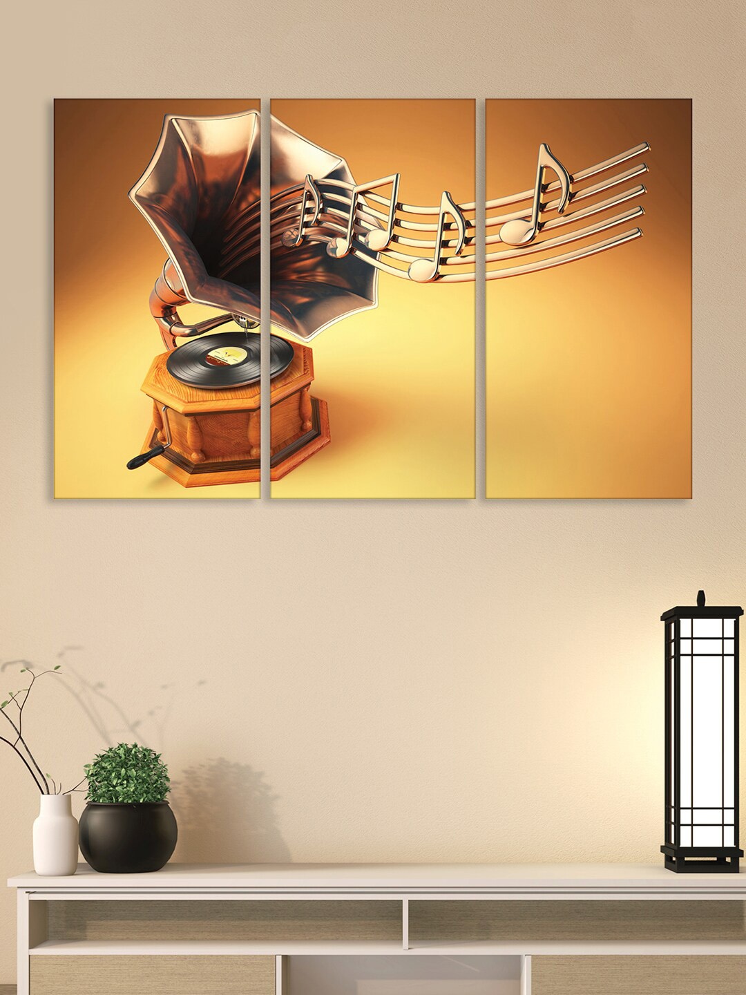 

RANDOM Brown & Black 3 Pieces Abstract Canvas Painting Wall Art