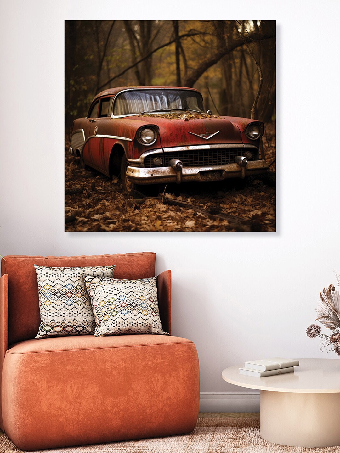 

RANDOM Brown & Red Canvas Wooden Framed Abstract Photographic Wall Art