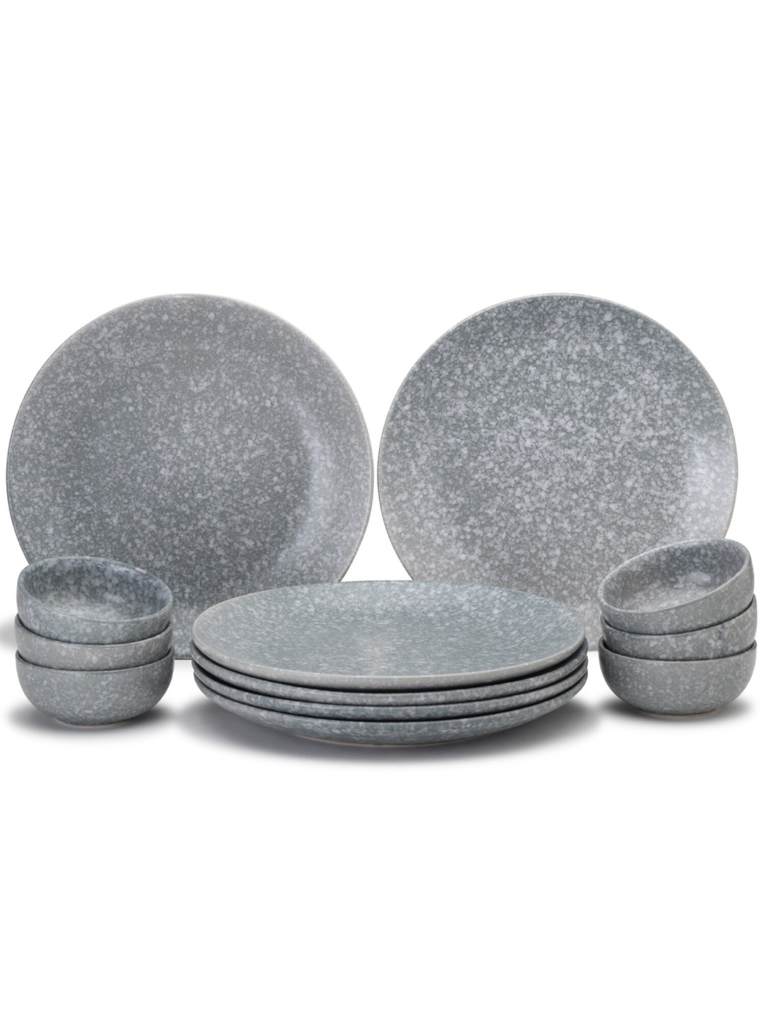 

BODHI HOUSE 12 Pieces Grey Marble Effect Ceramic Glossy Dinner Set