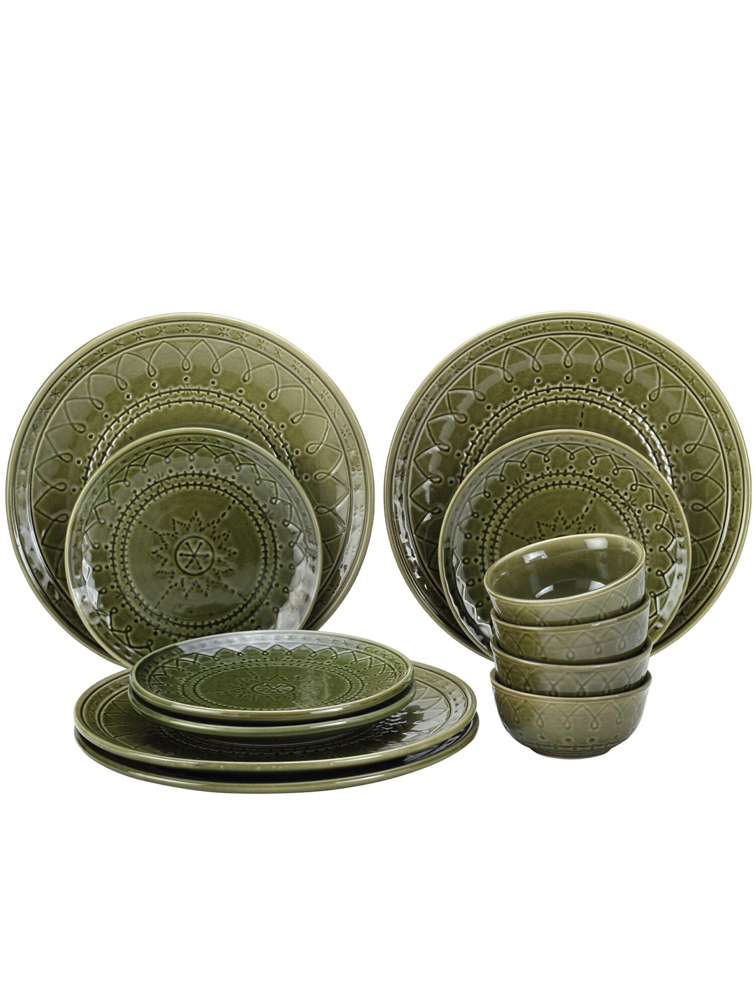 

BODHI HOUSE Green 12 Pieces Ceramic Glossy Dinner Set