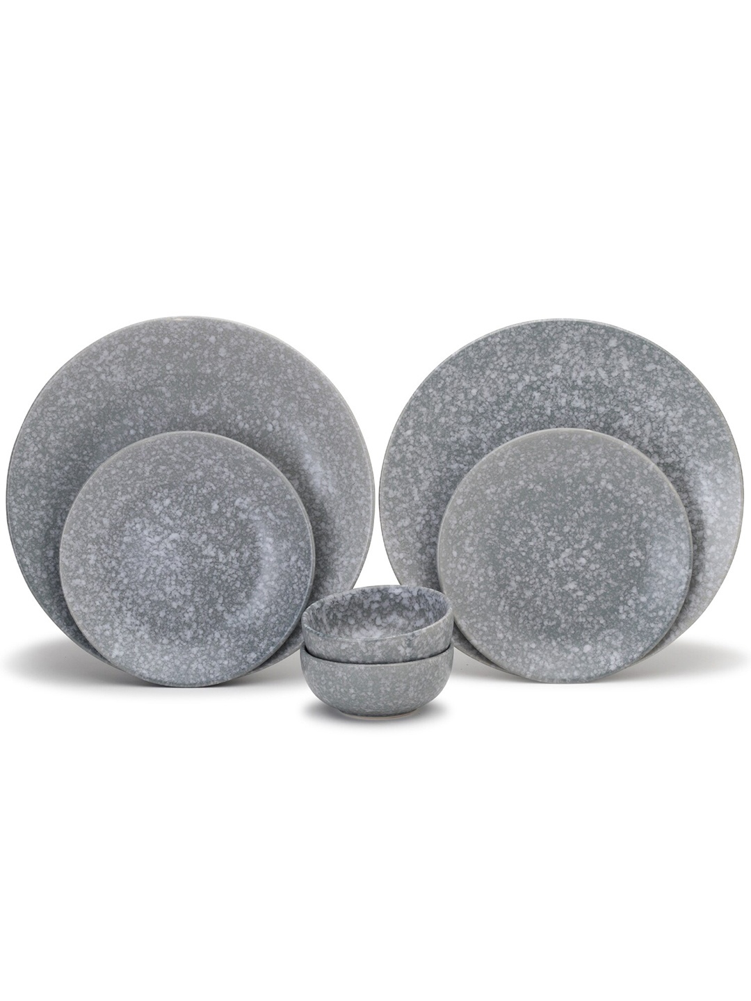 

BODHI HOUSE Grey 6 Pieces Handcrafted Printed Ceramic Glossy Dinner Plates