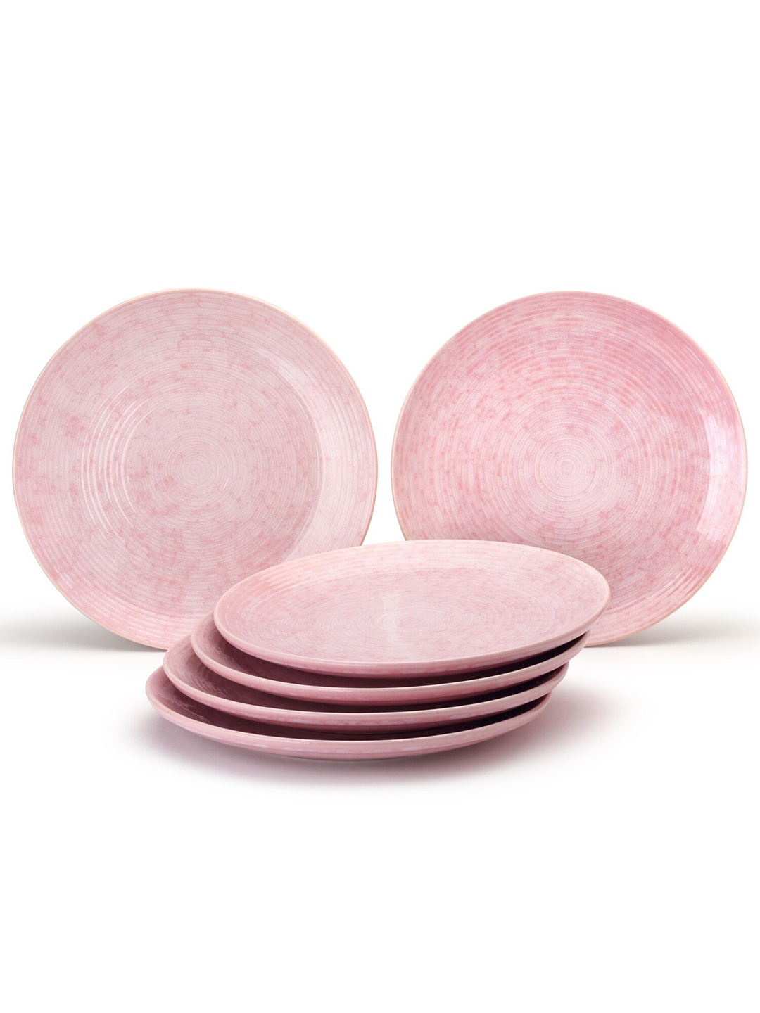 

BODHI HOUSE Pink 6 Pieces Textured Ceramic Glossy Dinner Plates