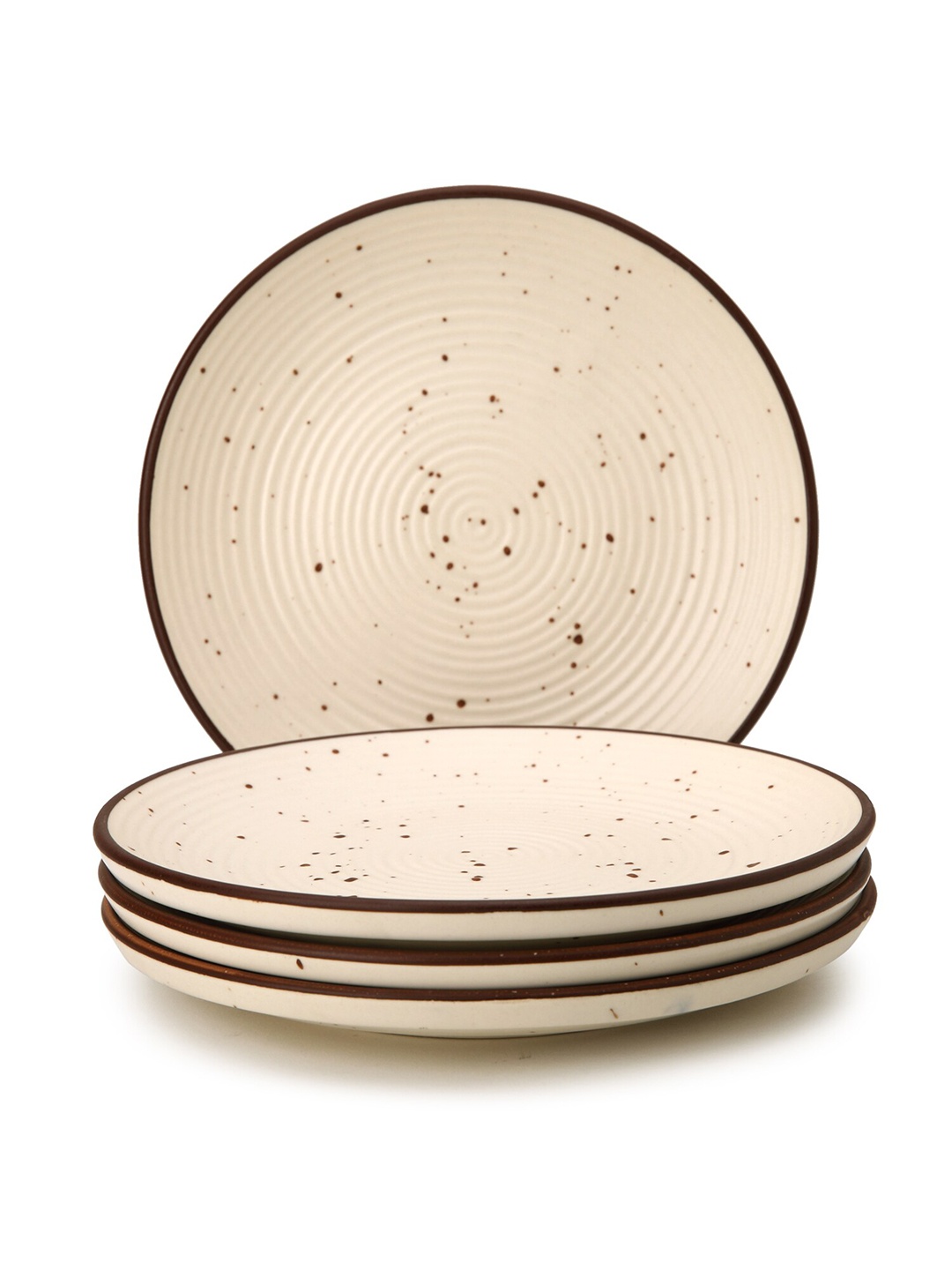 

BODHI HOUSE Beige 4 Pieces Ribbed Ceramic Glossy Plates
