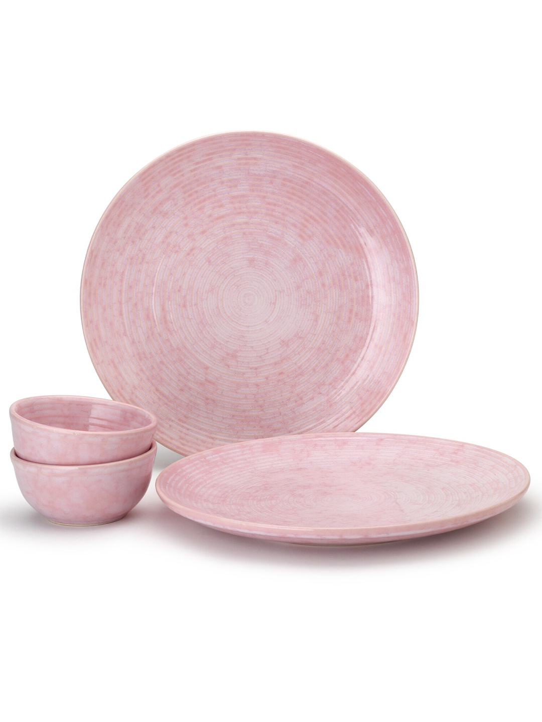 

BODHI HOUSE Pink 4 Pieces Printed Ceramic Glossy Dinner Set