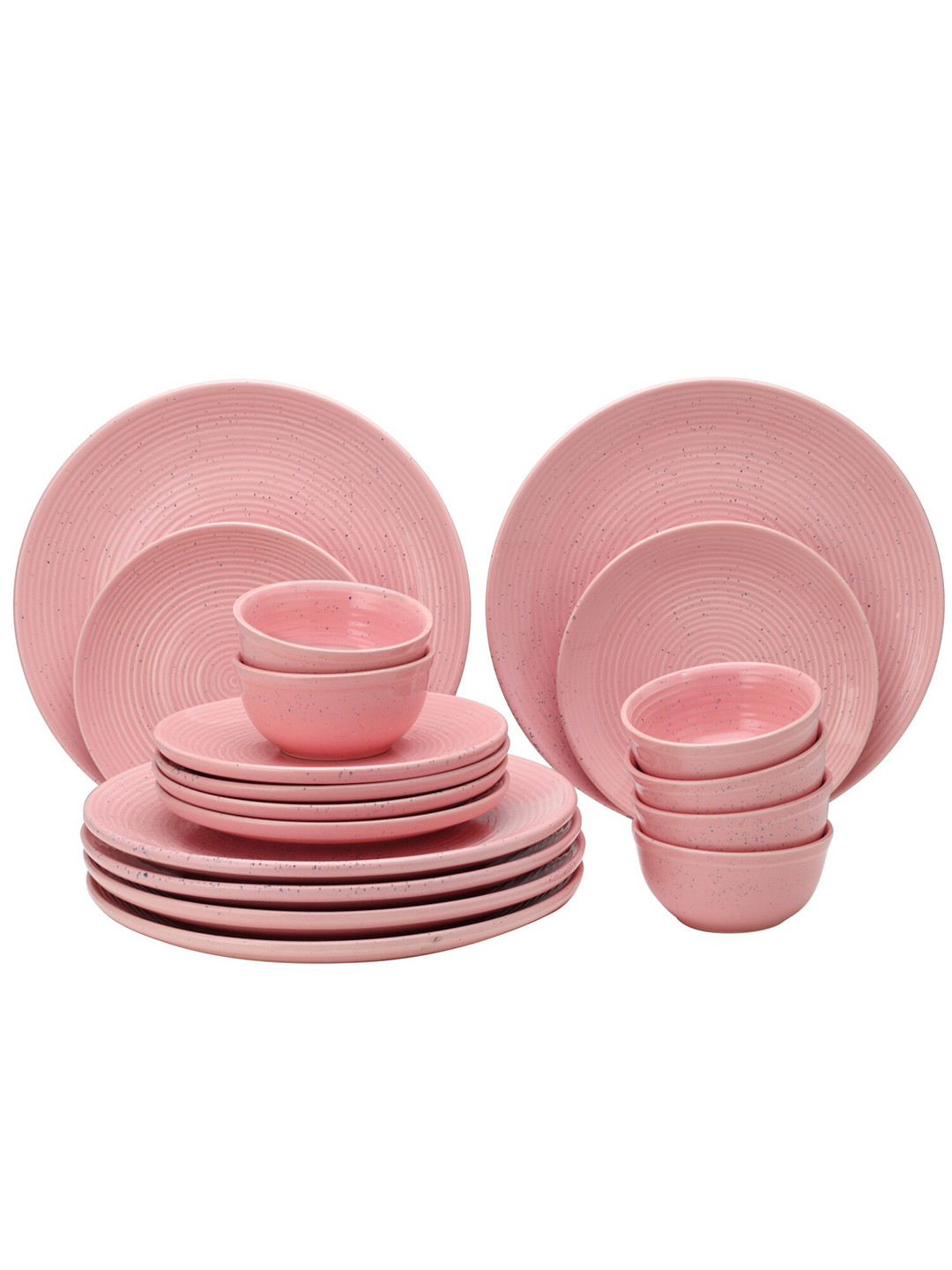

BODHI HOUSE 18 Pieces Pink Textured Ceramic Glossy Dinner Set