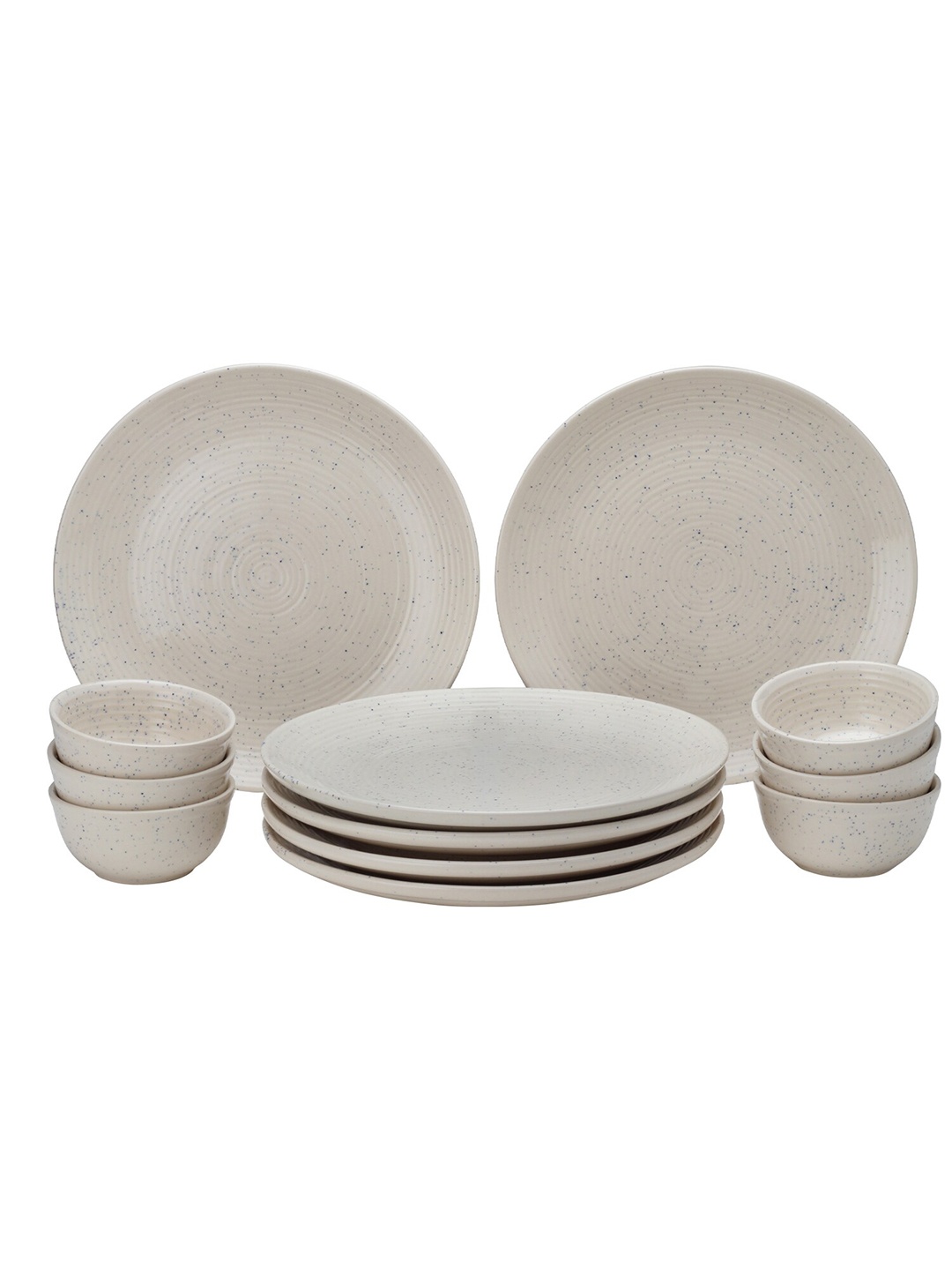 

BODHI HOUSE 12 Pieces White Textured Ceramic Glossy Dinner Set